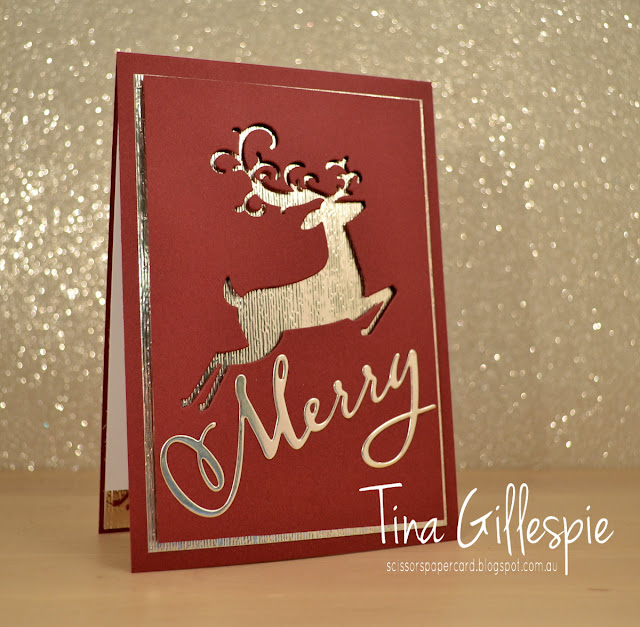 scissorspapercard, Stampin' Up!, Art With Heart, Heart Of Christmas, Detailed Deer Thinlits, Merry Christmas Thinlits, Subtle DTIEF, Merry Christmas To All