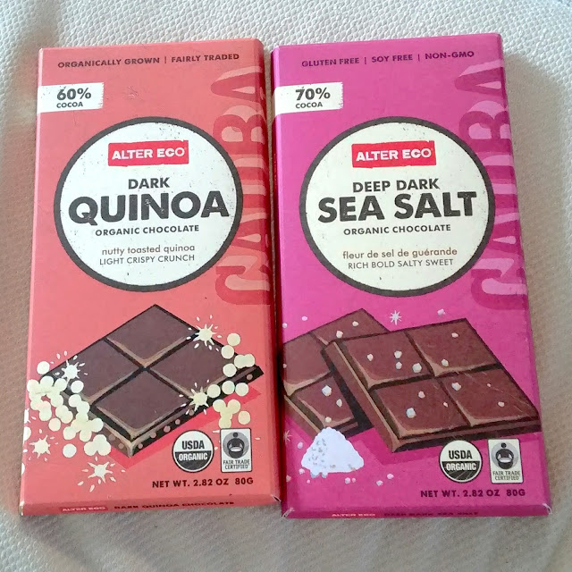 Alter Eco Dark Qunoa and Alter Eco Sea Salt chocolates