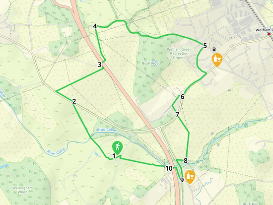 Map for Walk 74: North Mymms NE Loop Created on Map Hub by Hertfordshire Walker Elements © Thunderforest © OpenStreetMap contributors There is an interactive map below these directions