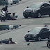 (Video) 'Apa kejadahnya buat U-Turn kat situ?!' - Penunggang & pembonceng motosikal kemalangan angkara pemandu SUV buat U-Turn di jalan garisan berkembar