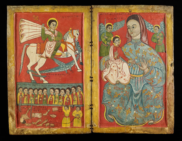 Δίπτυχο με τον Αγιο Γεώργιο και την Παναγία με τον Χριστό (τέλη 15ου αι. – αρχές 16ου αι.) από την Αιθιοπία. Ζωγραφική σε ξύλο. [Credit: SMITHSONIAN INSTITUTION]
