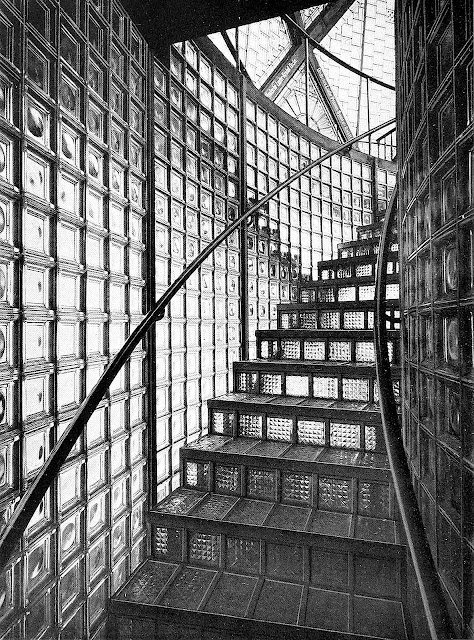 BRUNO TAUT GLASHOUSE 1914 photograph of glass block stairs