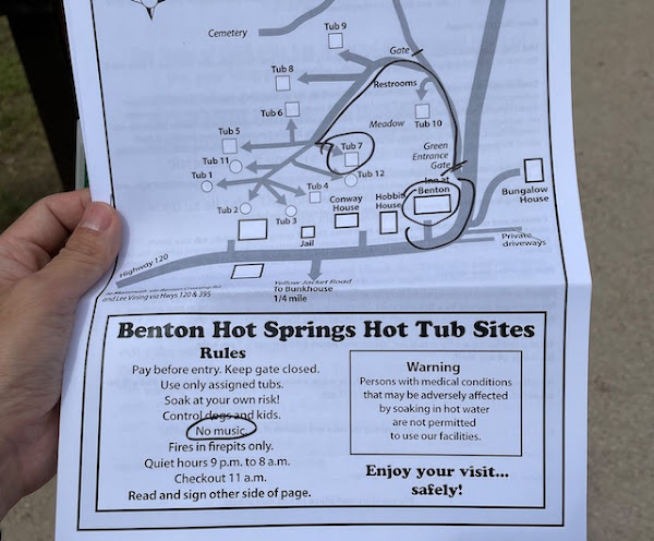 Benton hot springsキャンプサイトのマップ