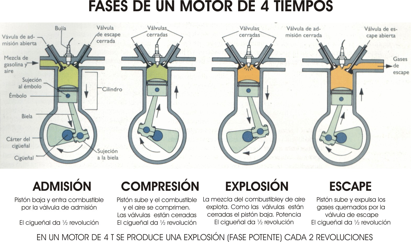 Motor de combustible interna de 4 tiempos