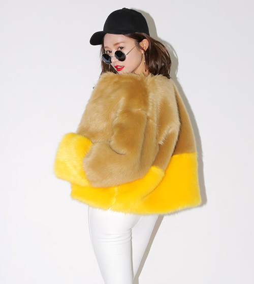 Two-Tone Faux Fur Jacket