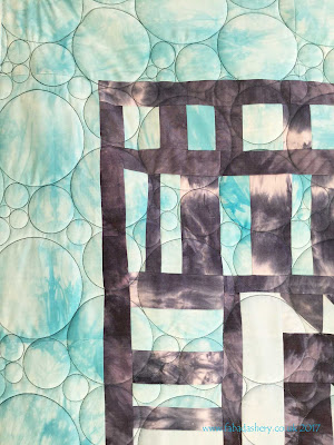 Jacqui's hand dyed quilt  with 'Circle Play' digital quilt pantograph designed by Patricia Ritter