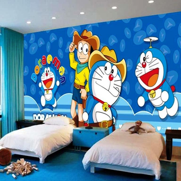 10 Gambar  Wallpaper Dinding Kamar  Tidur Anak Motif Doraemon 