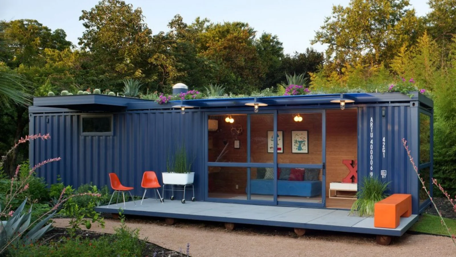 Beautiful Blue Container Home 1