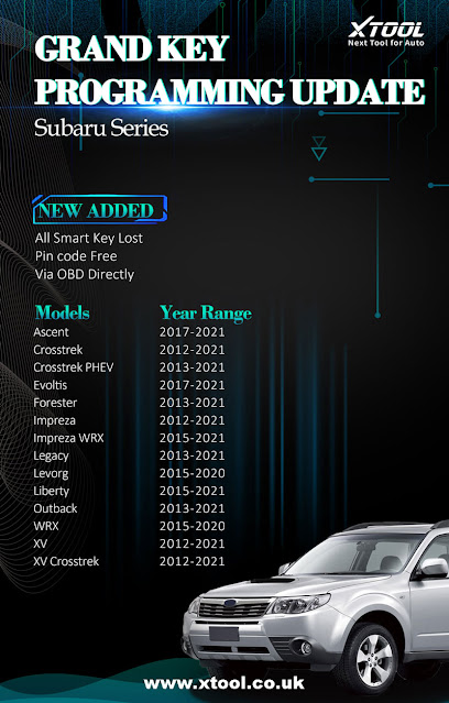 Xtool newly add Subaru 2021 IMMO Software Update