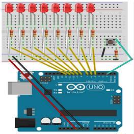 Arduino বাইনারী LED কাউন্টার