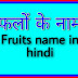 फलों के नाम इन हिंदी।Fruits name in hindi and English