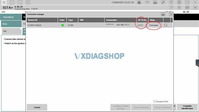 VXDIAG VCX SE BMW Firmware Error No Voltage