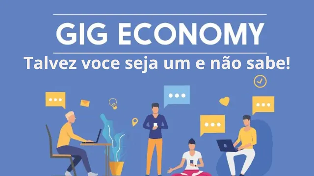 Figura com pessoas fazendo tarefas da GIG Economy