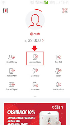 Kirim Pulsa Lewat TCASH Wallet ke Nomor Lain