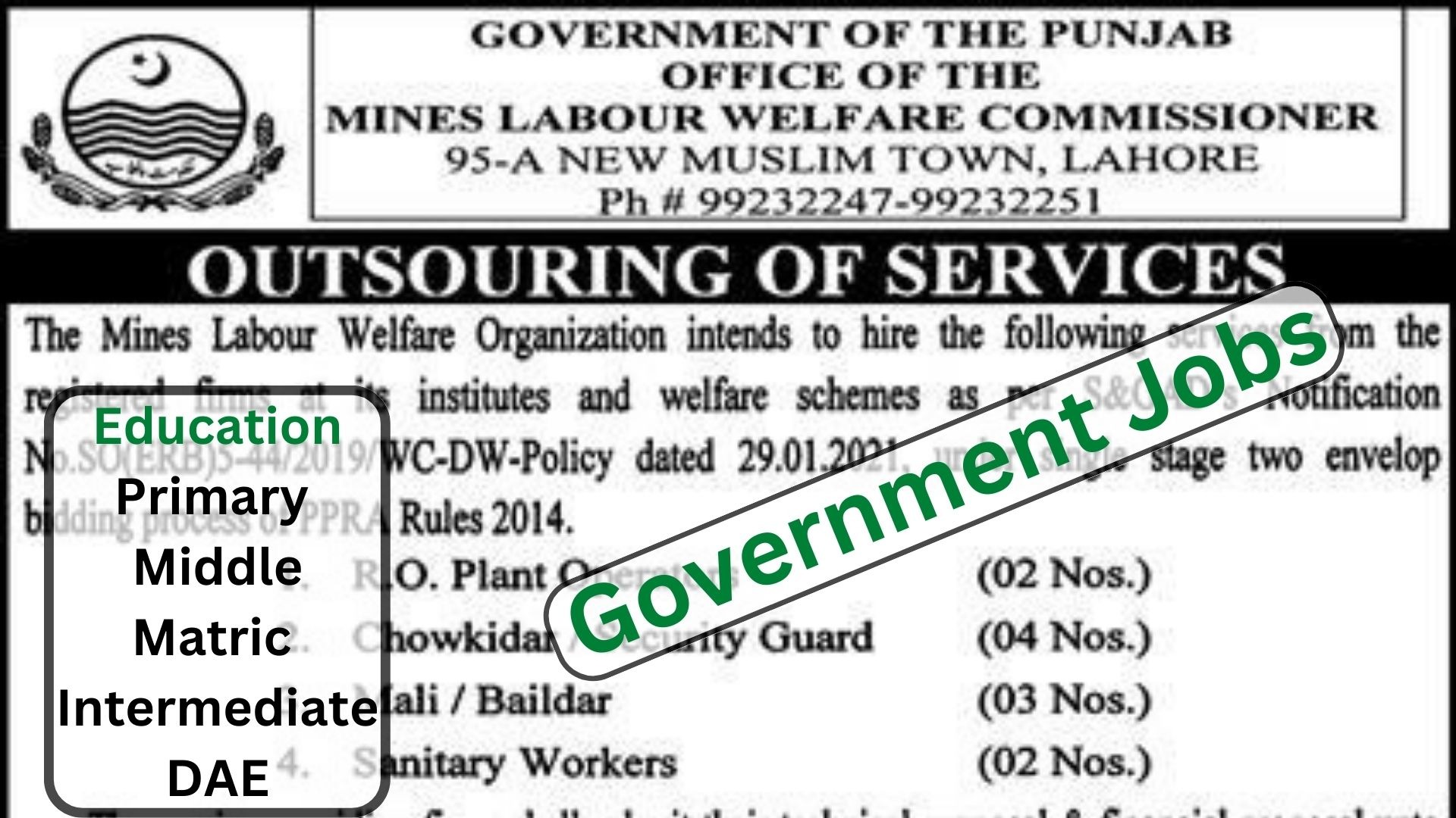 Mines-Labour-Welfare-Organization-Government-Jobs-Lahore-2023