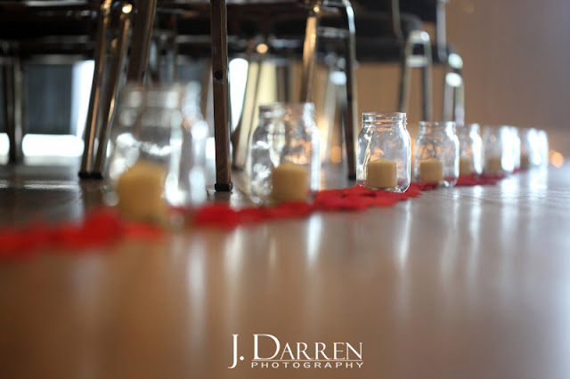 photo of little candles set up for the ceremony aisle at Twelve West Main in Thomasville NC