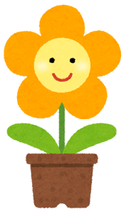 鉢植の花のキャラクター（オレンジ）