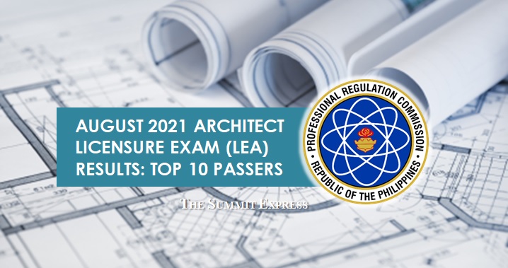 RESULT: August 2021 Architecture board exam LEA top 10 passers