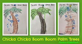 Chicka Chicka Boom Boom Palm Tree Paintings with Letters Stamped