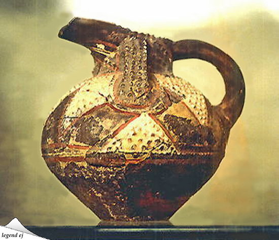 ミノア文明・バーボタイン様式陶器・水差し Minoan Jag, Barbotine Style Ware, Messara Plain／©legend ej