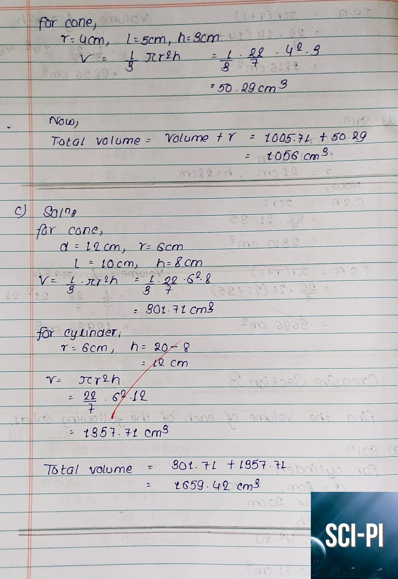 Exercise 7.3 Surface Area and Volume of Cone Class 10 Solutions | vedanta Excel in Mathematics