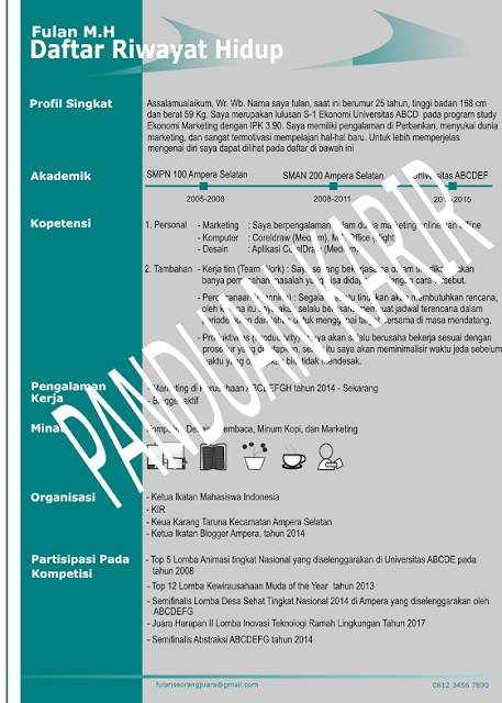 jenis daftar riwayat hidup (CV)