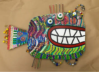 elementary student art work of a funky fish