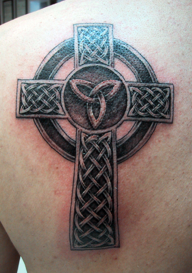 Celtic Cross With Rose Tattoos
