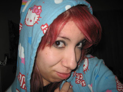  I could find is just of my bangs peeking out of my hello kitty hoodie: