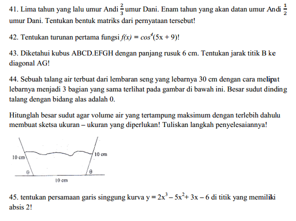 Latihan Soal dan Kunci Jawaban USBN Matematika Peminatan 