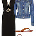 Black maxi dress , jean jacket & brown accessories