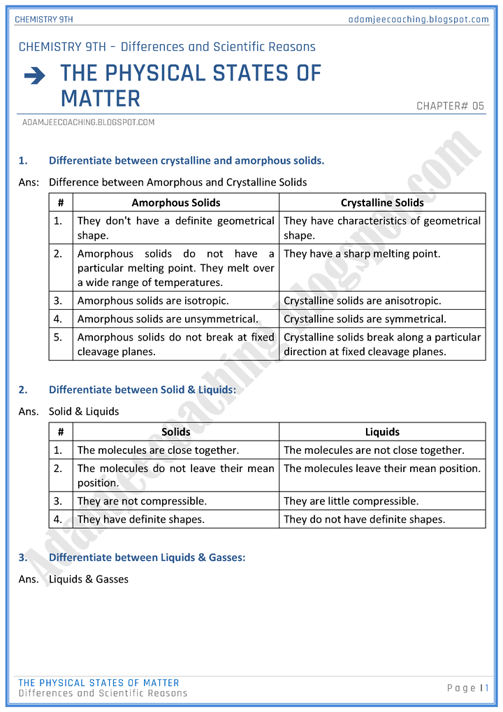 the-physical-states-of-matter-differences-and-scientific-reasons-chemistry-9th