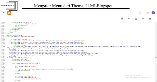 Mengatur Menu dari Thema HTMLBlogspot