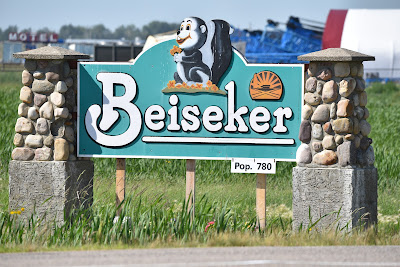 Beiseker town sign Alberta.