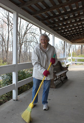 Sweeping up at Pipe Creek Meeting House