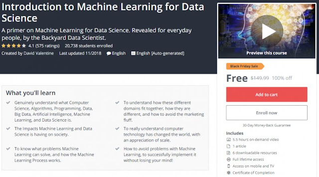 [100% Off] Introduction to Machine Learning for Data Science| Worth 149,99$ 