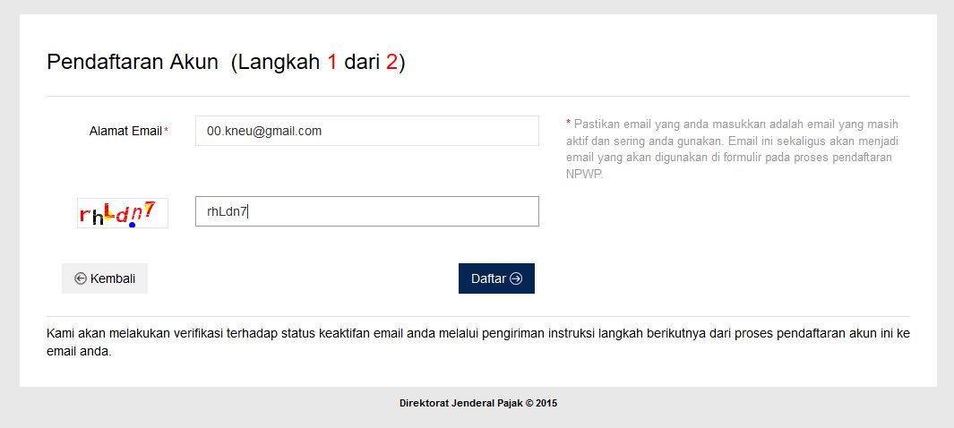 ereg pajak online langkah 1 dan 2