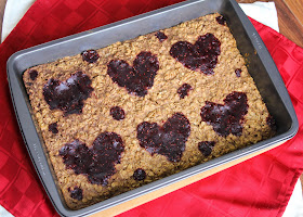 Peanut butter and jelly baked oatmeal for Valentine's Day