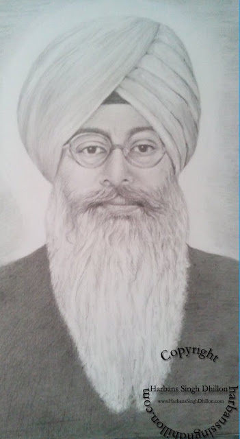 Pencil portrait of Baba Gurinder Singh Ji Chief of RSSB