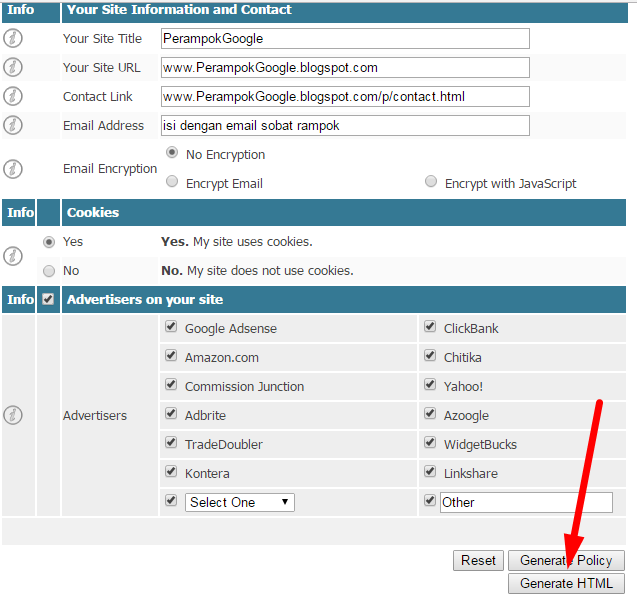 Cara Mudah Membuat Privacy Policy Untuk Blog/Website