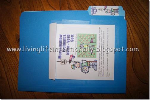 free 1st grade marshmallow noun verb file folder game