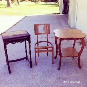 Antique Writing Table and Chair Makeover (the before) from Denise on a Whim