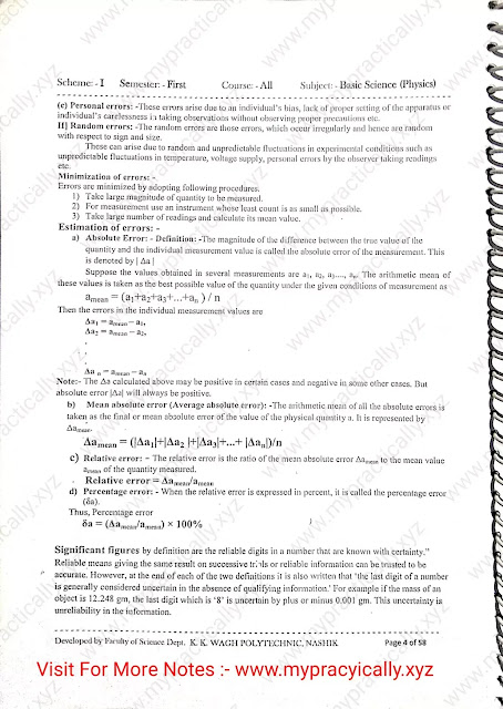 Basic Science Physics Notes | MSBTE I Scheme Books | Unit and Measurement Notes