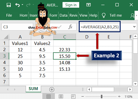 Example 2 AVERAGE Function