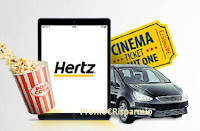 Logo #HertzCinemaCar: vinci gratis buoni cinema, auto a noleggio e Apple Ipad Pro