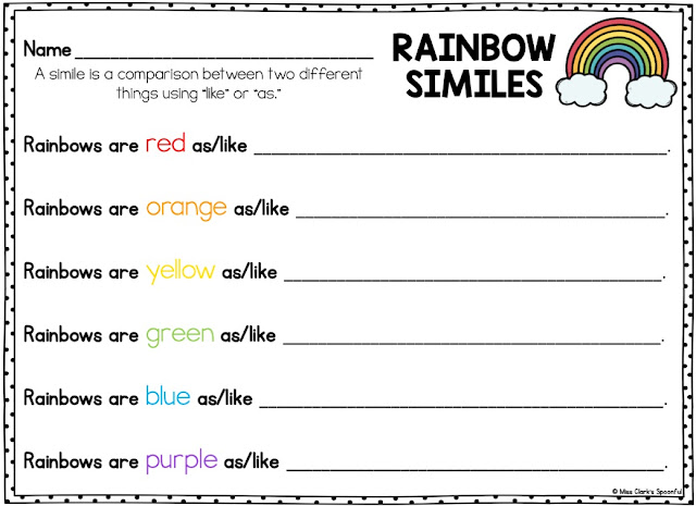 rainbow similes activity