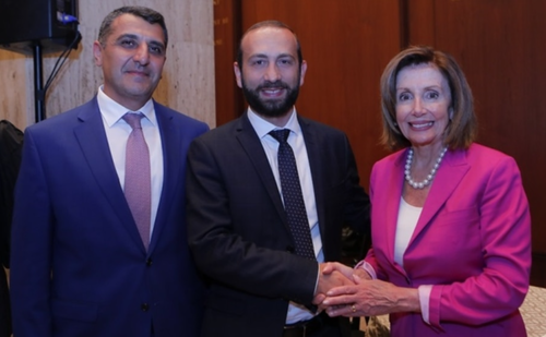 Nancy Pelosi meeting with Armenian officials in 2019.