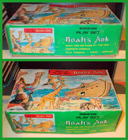 Bible Toy, Biblical Toy, Blue Box, Domestic Animals, Farm Animals, Hong Kong Noah's Ark, Made In Hong Kong, Miniature Play Set, MRS, Noah, Noah's Ark, Plastic Animals, Small Scale World, smallscaleworld.blogspot.com, Tai Sang, The Ark, Toy Animals, Wild Animals, Zoo Animals, 1 MRS Noah's Ark Made In Hong Kong, Miniature Play Set Plastic Animals People Bible Story 2 Close up of Box and Box art front and side