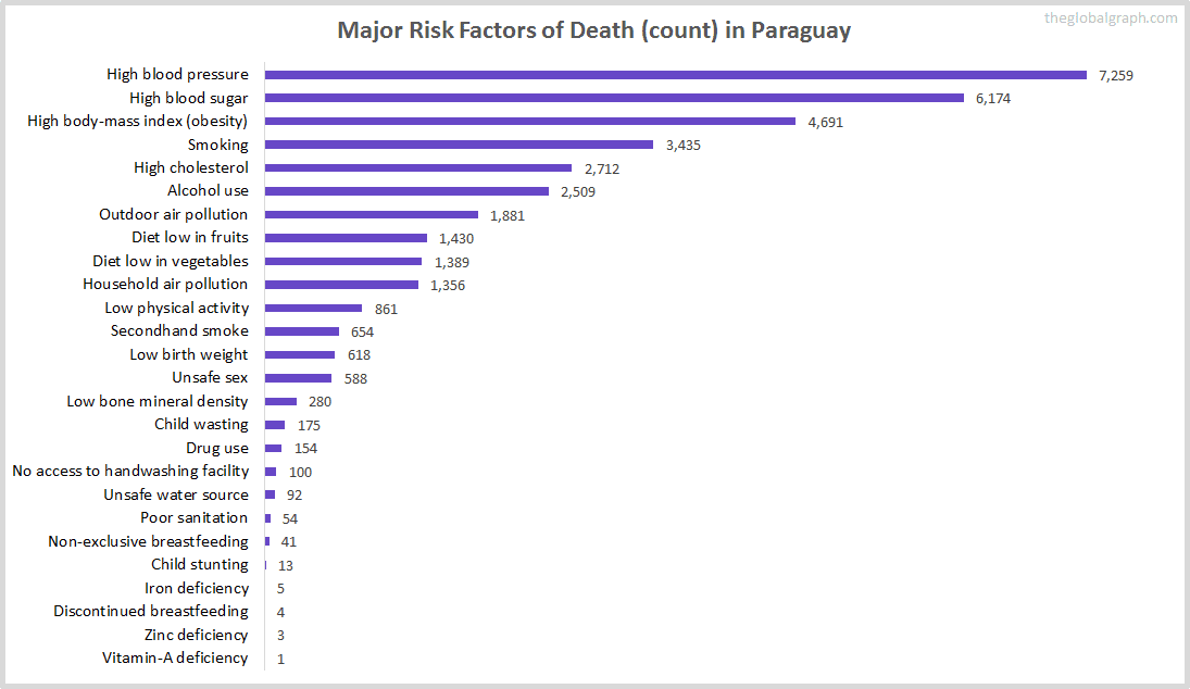 Major Cause of Deaths in Paraguay (and it's count)