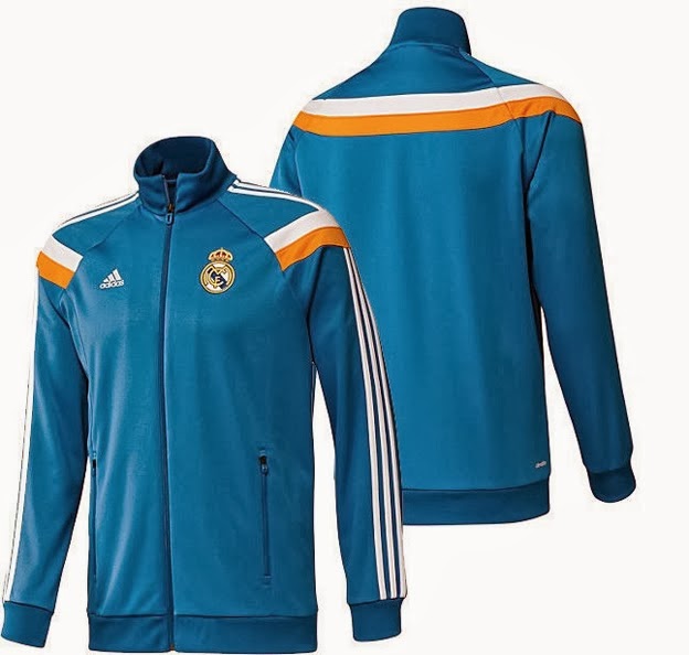 Jaket Bola Grade Ori Adidas Anthem Real Madrid Track Top Blue 2013-14
